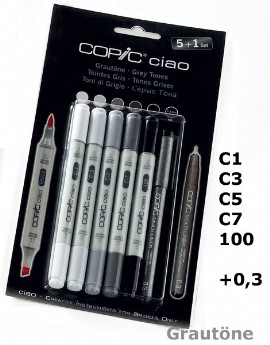 COPIC ciao Set 5+1 Grautöne