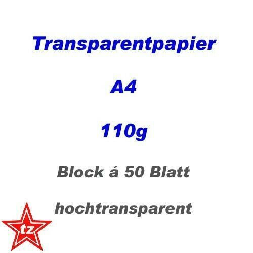 Transparentpapier A4 Block 110g