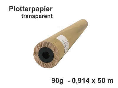 Plotterpapier transparent 90g/m² Rolle 0,914 x 50 m
